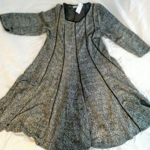 AVENUE BLACK / GREY FIT & FLARE DRESS PLUS 14/16